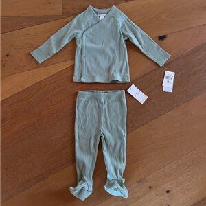 NWT Ralph Lauren Baby Ribbed Cotton Top & Footed Pant Set Size 9 Months